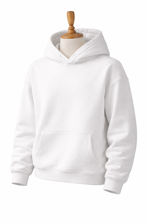 Beyaz-Kapşonlu Sweatshirt